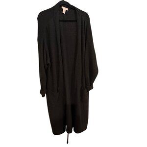 H&M Oversized Long Cardigan | Size XL | Black Open Front Duster